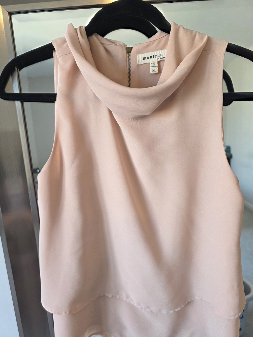 Monteau Blush Pink Draped Cowl Neck Camisole